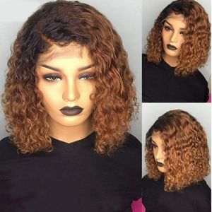 Human hair wigs curly Bob